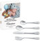 Maverton Set di 4 posate per bambini con incisione + scatola in legno con stampa personalizzata - motivo animali - idee regalo per il battesimo bimbo - orso