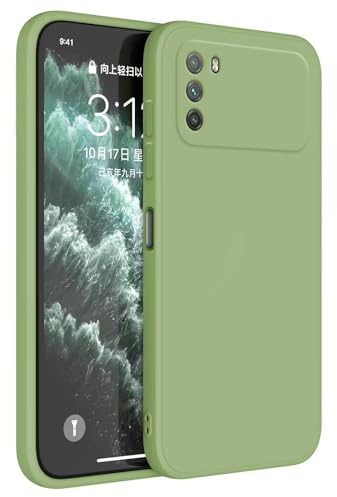 Topme Funda para Poco M3 (6.53 Inches) Carcasa Caja Case Estuche, Funda Protectora de Piel de Silicona TPU - Verde Matcha