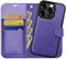 OCASE Cover iPhone 15 Pro Rimovibile 2 in 1, Custodia iPhone 15 Pro [RFID Blocking] [Carta Fessura] [Supporto Stand] Interno TPU Antiurto Portafoglio per iPhone 15 Pro (6,1 Pollici) - Viola
