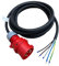 NWP Cavo di collegamento CEE, 5 m, 400 V, 16 A, nero, IP44, 5 x 2,5 mm², H07RN-F, tubo in gomma, 10 cm, rivestito con manicotti terminali