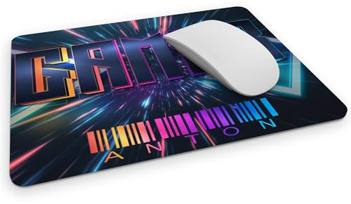 timalo® Gaming Mousepad personalisiert mit Namen | Mauspad mit Namen Geschenk für Gamer | Wunschname gaming Zone | Motiv Neon Barcode