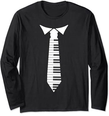 Piano Tie Pianist Keyboard Music Piano Player Long Sleeve T-Shirt