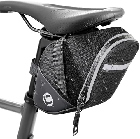 Eyein Fahrrad Satteltasche, Wasserfest und reflektierende Outdoor Satteltaschen für Fahrrad, 1.5L Leichte Fahrradsitz Tasche mit Schnellverschluss für Straße MTB Rennrad, 14x12.5x12CM
