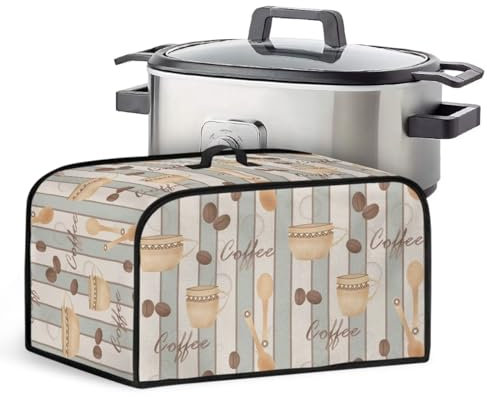 NETILGEN Slow Cooker Cover Oval Crock Pot Cover Small Appliance Cover Stain Resistant Keep Appliance Clean Multi-Cooker Food Warmer Cloth Cover Gift for Women, Coffee Blue Beige