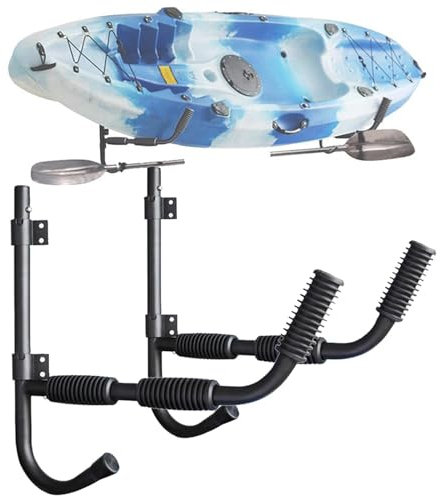 HEAXIY Surfboard Wall Rack, Indoor Outdoor Wall Hanging Hooks or Wall Mount Hangers Cradle Set for Canoe, Kayak, Paddle Board, Snowboard, Wake Board