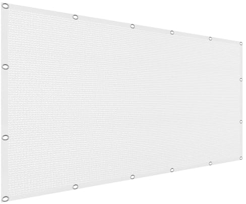 Sonnensegel inkl Befestigungsseile 145 x 400 cm, HDPE Wetterbeständig Atmungsaktiv, Sonnensegel Sonnendach Sonnenschutz, Sonnensegel Shade Sails, für Balkon Garten, Weiß