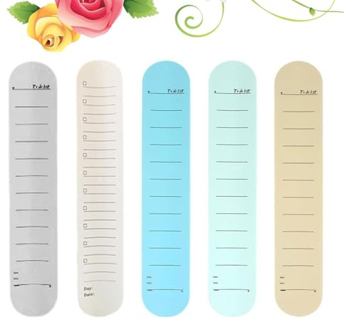heofonm To Do List Slap Bracelet, Wearable Nurse Notepad Wristbands, Reusable Silicone Memo Wrist Band, Reminder Erasable Wristband with Ruler for Work Daily Planner Task (5PCS mix)