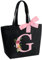 Sac Fourre-Tout Personnalisé avec Initiale, Sac Tote bag avec Noeud Papillon, Adapté pour Mariage Vacances Voyage Anniversaire Noël, Sac Cadeau Parfait pour femmes demoiselles d'honneur maman amis G