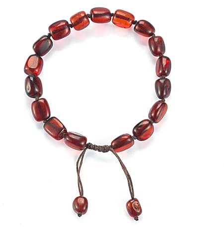 ELEGAMBER Baltischer natürlicher Bernstein-Armband （Länge 18 cm，weinroter）， 100% zertifiziert und authentisch， hohe Qualität， echter ursprünglicher Baltischer Bernstein.