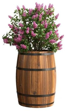 DSDGVDFBV Messing,50cm, Retro Blütenfässer, Karbonisierte Holzweinfässer Und Holzfässer Zum Pflanzen Von Blumentöpfen Um Das Terrassenablaufloch Design Zu Dekorieren