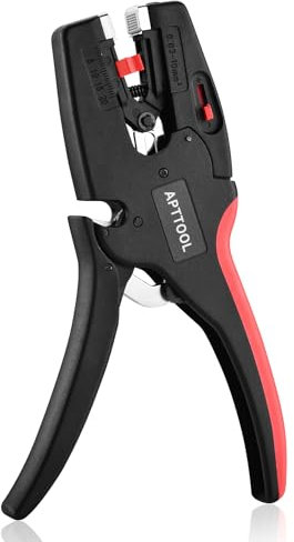 APTTOOL Pince a Denuder Electricien, Pince à Dénuder Automatique avec Coupeur Intégré, Curseur de Réglage de la Force de Dénudage, Léger et Portable pour 32-7 AWG (0,03 mm²-10 mm²)