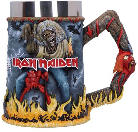 Nemesis Now Iron Maiden The Number of The Beast - Jarra de cerveza oficial de Iron Maiden, inserto de acero inoxidable extraíble, fundido en la mejor resina, pintado a mano por expertos