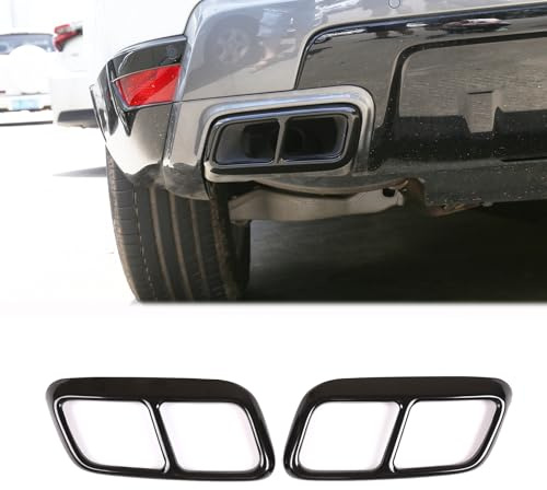 Heutamo Tail Throat Frame Trim Cover Compatible with Land Rover Range Rover Sport 2018 2019, Stainless Steel Car Rear Exhaust Tip Trim Tail Throat Frame Cover Accessory,Black
