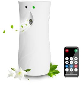 Sonhomay Automatischer Duftspender Automatischer Lufterfrischer Duftsprayspender mit Fernbedienung für Home Office Hotel (Weiß, 300ml)