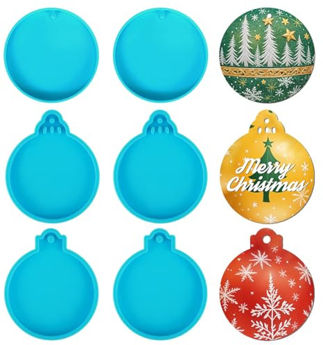 GEEHUA 6 Stück Silikonformen Gießformen Weihnachten, Silikonform Weihnachten Gießformen Silikon Resin Formen DIY Backformen Fondant Formen Harz Seifenform für Weihnachtsbaumschmuck Heimwerker Basteln
