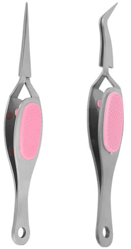 GXGM 2Pcs Pinzette pinze chirurgiche, in acciaio inox, professionali, antiscivolo, lunghe, pinzette dritte, pinzette angolate per animali acquatici, corallo, artigianato, cucina, riparazione