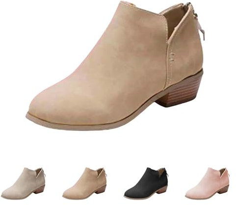 Generico Tronchetti Donna Invernali Eleganti, Stivaletti da Donna Morbidi Tacco Basso, Tronchetti Antivento Stivaletti Comoda Neri Stivali Donna Bassi, Stivali Texani Donna con Tacco Bassi