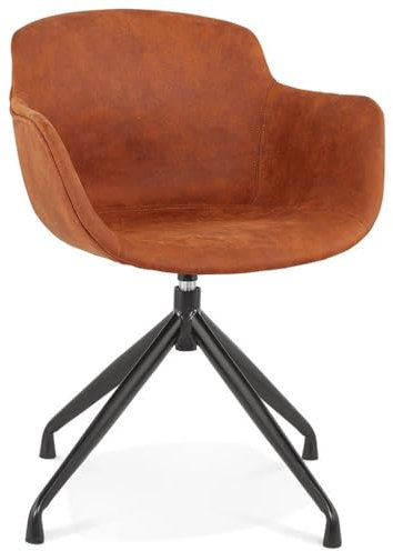 Esszimmerstuhl mit Armlehnen | Drehbarer Polsterstuhl | Bürostuhl Mikrofaser Braun | Metallbeine 360 Grad drehbar | Armlehnstuhl | Polstersessel | Metallgestell Schwarz | Ergonomischer Sitzkomfort