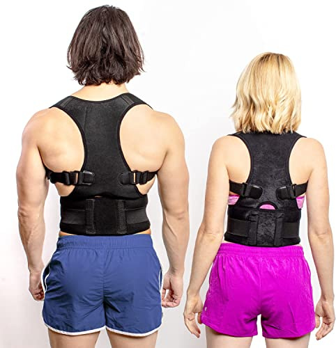 Ceciliec Rückenstütze, verstellbare Rückenbandage, Haltungskorrekturgürtel mit Lendenwirbelstütze für unteren und oberen Rückenschmerzen, Wirbelsäulengeradegerät für Männer und Frauen (L)