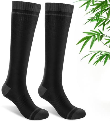 SONORAN Bamboo Viscose Compression Socks for Women & Men (1 Pair) 15-20 mmHg Knee High Support for Nurses, Travel, Pregnant S/M（Black）