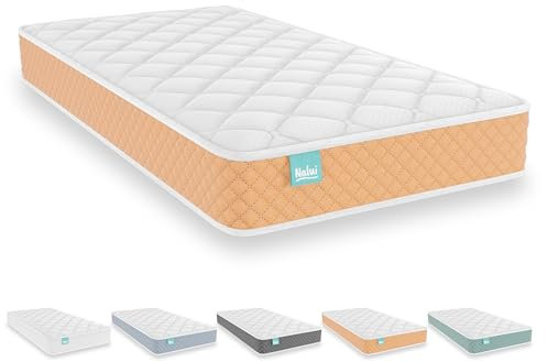 Nalui - Colchón Cuna Viscoelástico 140 x 70 cm Baby One Núcleo HR Adapt Foam, Tejido 3D Transpirable y Tejido Strech Hipoalergénico, Certificado Oeko-Tex® | Hecho en España. Altura ±12cm, Melocotón