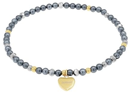 Amor Armband Edelstahl Damen Armschmuck, mit Glas, Schmuckstein synth., 17 cm, Gold, Herz, Kommt in Schmuck Geschenk Box, 2034472