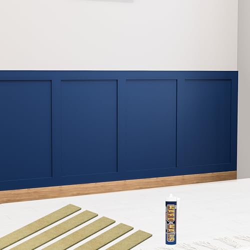 Shaker Style Wall Panelling Kit Free Adhesive, Moisture-Resistant HDF Panelling Strips DIY 3D Wall Panels for Feature Walls, Bedrooms, Living Rooms Wooden MDF Panels (Kit 4)