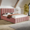 MOTIVENA Vigo Bett 160x200, Polsterbett 160x200, mit Bettkasten, mit Stauraum, mit Lattenrost, mit Kopfteil, ohne Matratze, Boucle, Rosa
