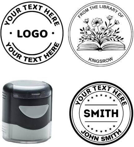 Personalisiert Rund Stempel – Kundenspezifischer Business Firmenstempel Stempel mit Logo-Namensdesign, für Adresse, Büro, Buch, Lehrer – aus der Bibliothek von