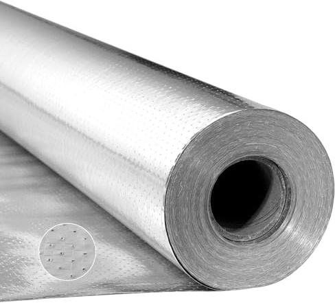 VEVOR Double Reflective Insulation Roll, Perforated Woven Fabric Radiant Barrier, 0.15mm 48 in x 250 ft, Double-Sided Aluminum Foil Heat Reflective Shield, Thermal Insulation Roll for Window RV Roof