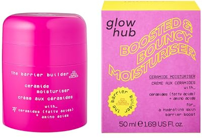 Glow Hub Barrier Builder Boosted & Bouncy Ceramide Moisturiser with Glycerin and Inulin for All Skin Types 50g