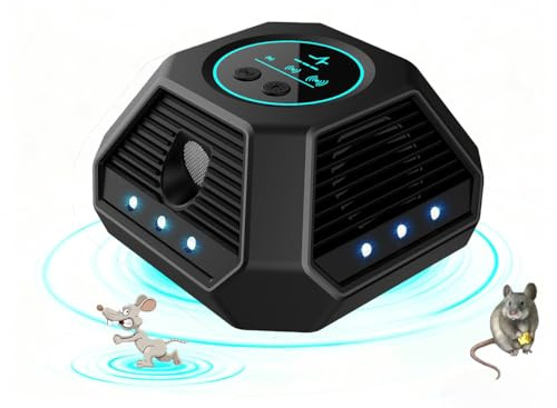 YOUKK Ultraschall-Rattenschreck, 360° Ultraschall-Maulwurfabwehr, mit Infrarot-Sensing, Blinklicht, Fledermausvertreiber, für Haus, Garage, Dachboden, Garten.