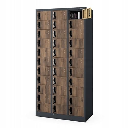 Jan Nowak Schließfachschrank Metall 33 Fächer Wertfachschrank 185x90x45 cm | Fächerschrank, Mitarbeiterschrank, Spind abschließbar, pulverbeschichteter Stahlkorpus für Büro, Schule, Umkleide