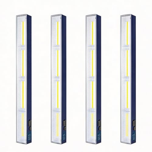 4 Pack Magnetic Lights Rechargeable 4000 Lumens 7200mAh 40CM Work Light Bar, Inspection Lamp 216 LED Bulbs Waterproof, Portable Lighting with Hook, for Camping, Car Repair, Garage, Workshop Tasks