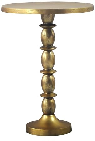 FineBuy Beistelltisch Gold 40cm Aluminium Tisch Rund - Anstelltisch Raw Finish - Design Wohnzimmertisch Dekotisch - Metalltisch Orientalisch Modern - Sofatisch Couchtisch Handmade