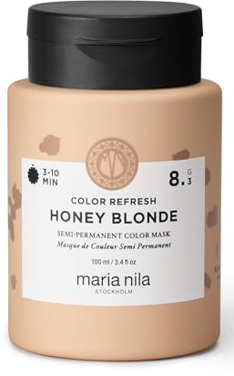 Maria Nila Colour Refresh Honey Blonde 8.3 100 ml – Mascarilla de color semipermanente en rubio miel cálido, tratamiento pigmentado sin amoniaco, tinte para cabello rubio, vegano
