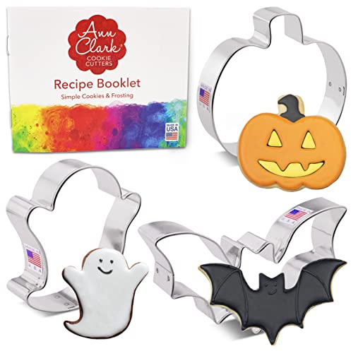 Ausstechformen von Ann Clark USA - Halloween Keksausstecher, 3-Teiliges Set - Kürbis, Fledermaus, Geist Ausstecher