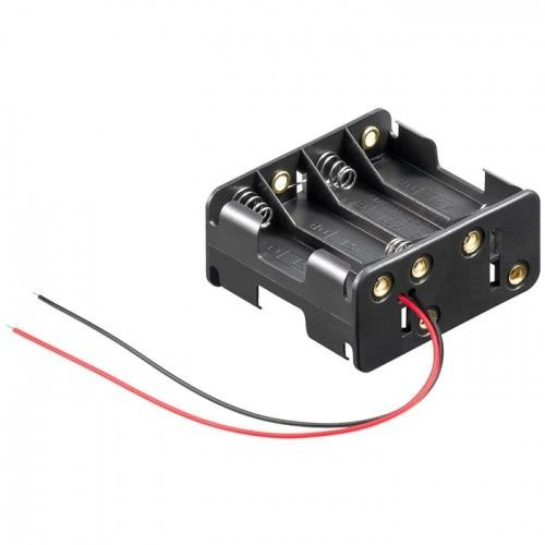CABLEPELADO Portapilas Plano | Soporte de Batería AA | Incluye Cable de 200mm | Voltaje Total: 12V (1.5V por Pila) | Apto para 8 Pilas LR6 AA (FR6, HR6, LR6)