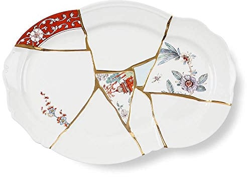 Seletti Kintsugi Vassoio in porcellana e oro 24 carati