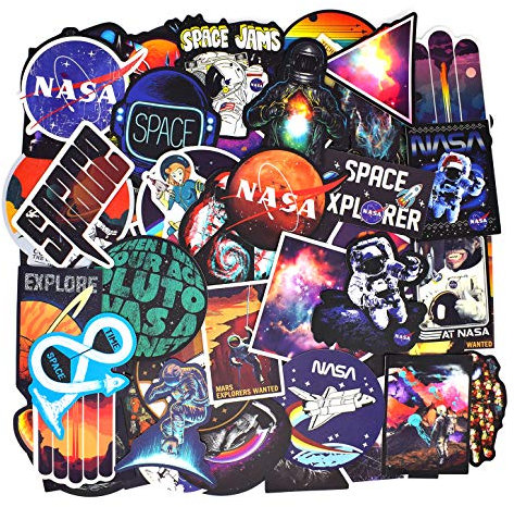 100PCS Rétro Vintage Stickers (Astronaute/Espace/Galaxie) Valise Autocollants pour Valise Voyage Skateboard Guitare Ordinateur Portable