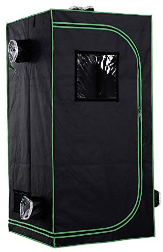Outsunny Grow Tent Reflective Mylar Hydroponic with Adjustable Vents and Floor Tray for Indoor Plant Growing, 80 x 80 x 160 cm (31.5 x 31.5 x 63)