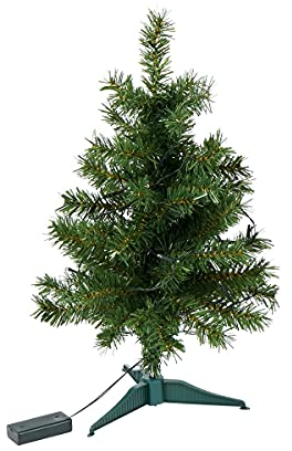 Künstlicher Tannenbaum mit 20er LED-Lichterkette, 45cm, grün, batteriebetrieben, inkl. Ständer | perfekt zum Selbstdekorieren