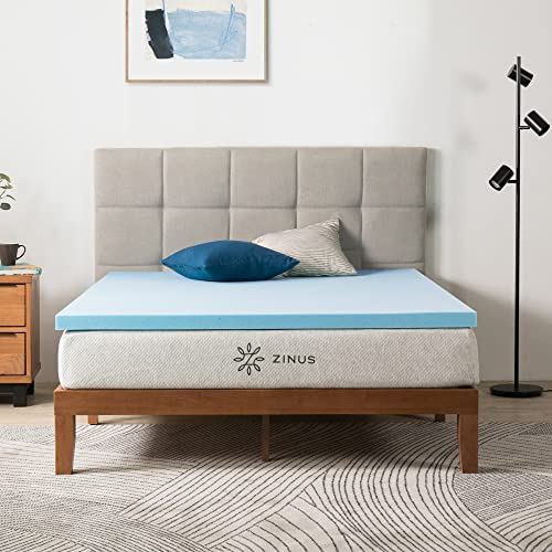Zinus Matratzenauflage 90x200 cm - Härtegrad H2-H3 - Höhe5,1 cm - Öko-Tex zertifiziert - Kühlende Gel-Matratze in Memory-Schaum, Blau