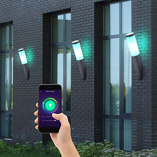 etc-shop 3er Set Wand Fackel Lampen App Sprach Handy Steuerung Außen Leuchten dimmbar im Set inkl. RGB LED Leuchtmittel