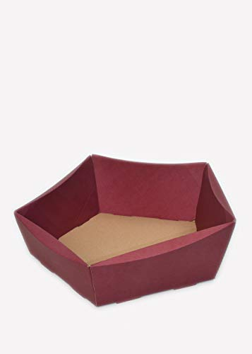 10 StückPräsentkorb Royal bordeaux - 5eckiger Geschenkkorb aus Wellpappe