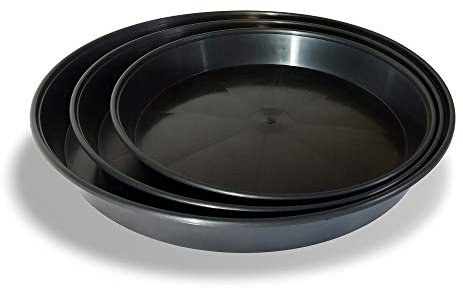 Elixir Gardens Round Black Plastic Plant Pot Saucers | Various qty (from 1 to 100) | sizes 30, 35 & 40cm | Water Tray | Drip Tray | Hydroponics | 35cm x2