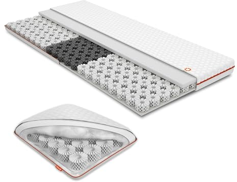 OCTASLEEP Smart Plus Topper + Kissen 100x200 - kühlende Matratzenauflage mit Federn aus Memory Foam - 3 Zonen für ideale Unterstützung - Härtegrad 3 -Öko-Tex Zertifiziert - atmungsaktiver Topper