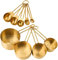 TOPZEA Gold Measuring Cups and Spoons Set of 9, Nesting Stainless Steel Measuring Cup and Measuring Spoon Kitchen Cooking Baking Utensils with Measurement for Dry and Liquid Ingredients