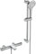 Ideal Standard T100 Exposed Thermostatic Rim Mounted Bath Shower Mixer with Idealrain Evo Jet 3 Function Diamond 125mm Handspray, 600mm Rail and 1.75m Idealflex Hose Chrome