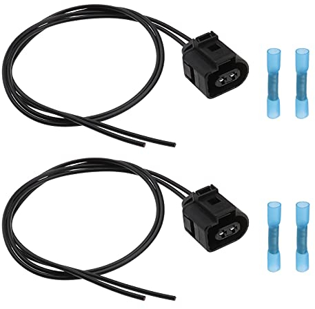 eMagTech 2x Scheinwerfer Kabelbaum Stecker 2 Pin 1J0973722 Kompatibel mit VW Audi Seat Skoda